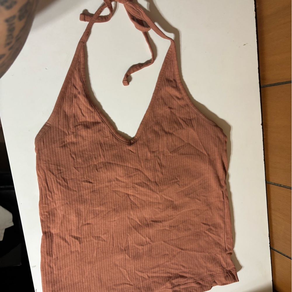 Large Old Navy Ribbed Rust Halter Tank